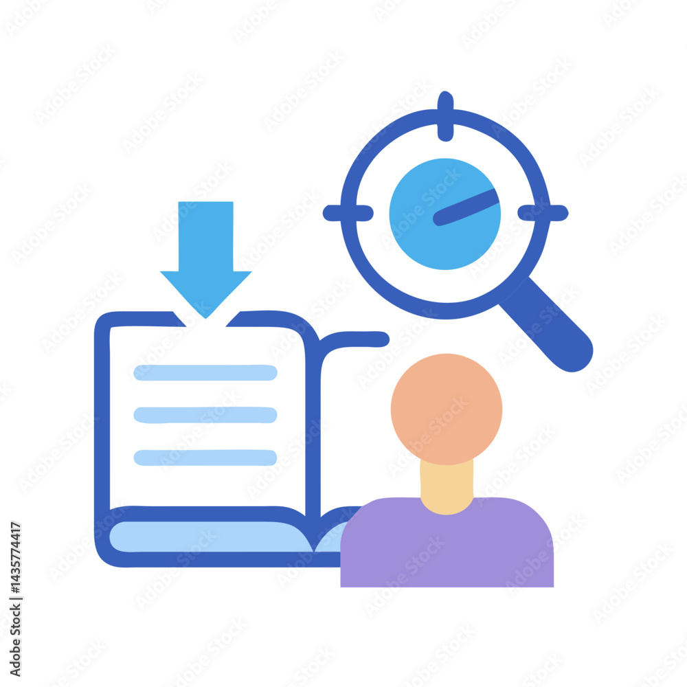 Poster document review with magnifying glass and user research data