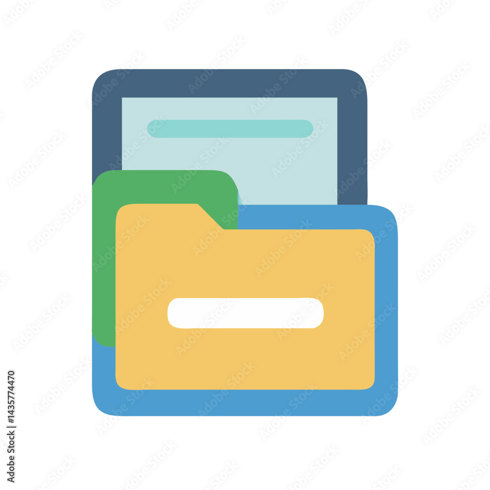 Poster colorful flat vector icon of files and folder system