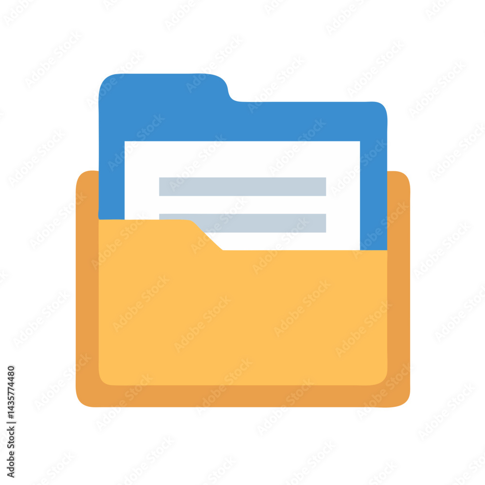 Poster flat design folder icon with documents on black background