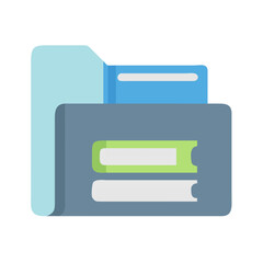Stylized file folder icon with document inside, flat design