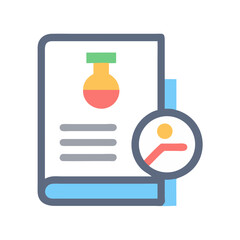 Colorful science book with experimentation bookmark icon art