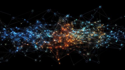 Abstract visualization of a neural network with glowing synaptic nodes and dark background