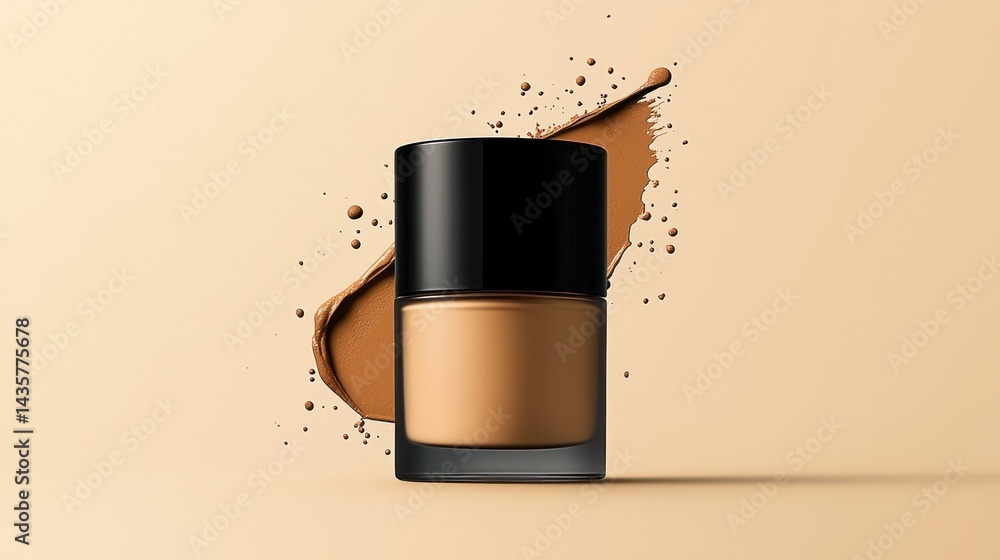Poster a bottle of foundation with a swatch and background