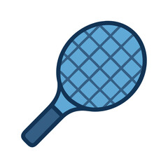 Stylized blue tennis racket vector on a black backdrop
