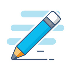 Blue pencil illustration writing on pale blue lines background