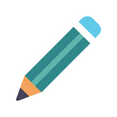 Minimalist teal pencil illustration on black background for education