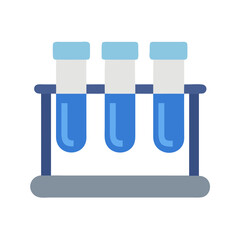 Test tubes in a rack with blue liquid samples