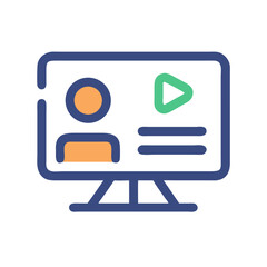 Digital monitor illustrating video conferencing, presentation, and online communication