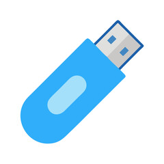Blue USB drive on black background for data storage