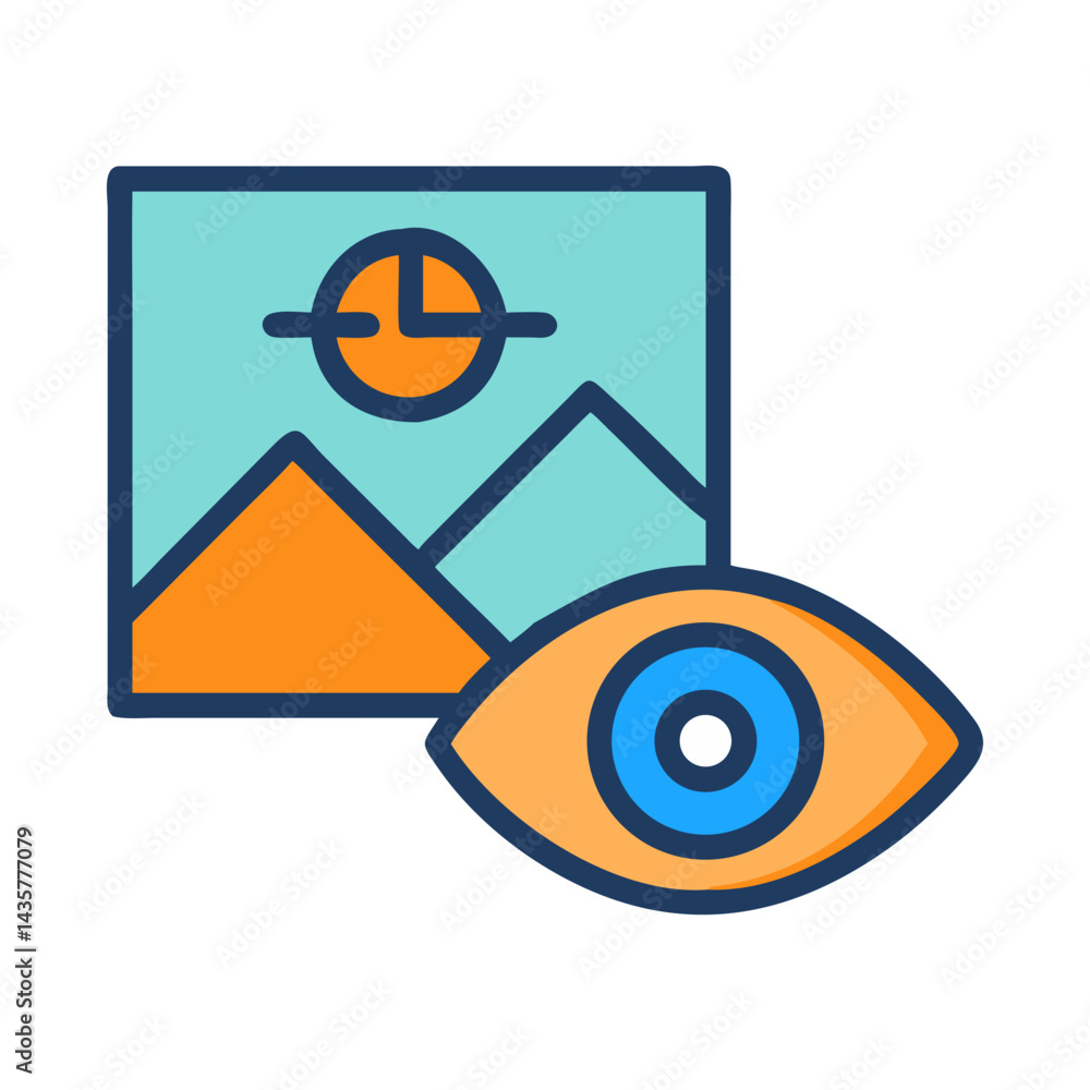 Poster visual data analysis vector icon flat color design