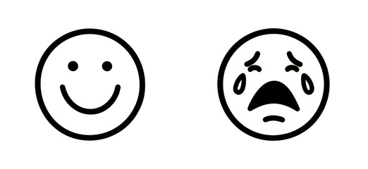Emojis representing happiness and sadness.