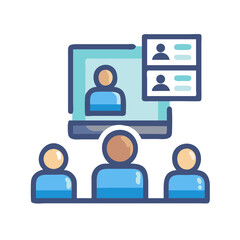 Virtual meeting with remote attendees illustration for online event