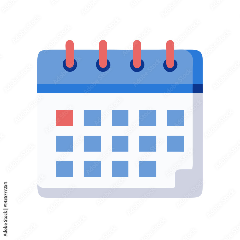 Poster flat stylized calendar icon with a highlighted date concept