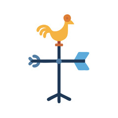 Simple flat illustration of a golden rooster weather vane