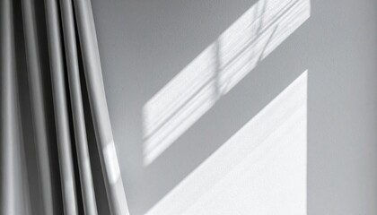 Obraz premium Natural light casting shadows through curtains modern interior photography minimalist space soft perspective serenity