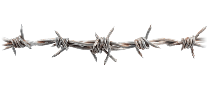 Barbed wire symbolizing conflict and restriction.