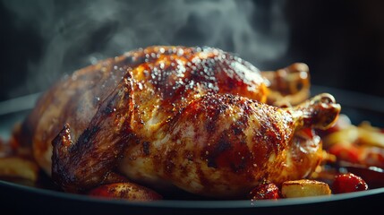 Roasted chicken dish close up