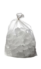 Bag of ice ready for cooling drinks or food.