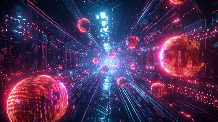 Neon Data-Flow Abstract Art