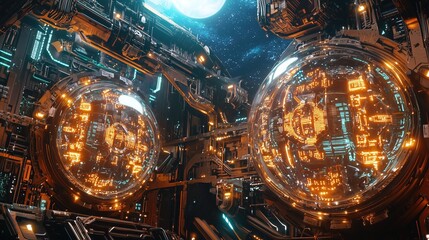 Mechanical Data Orbs in Sci-Fi Ship Interface