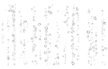 Oxygen air bubbles  flow  in water on white  background.