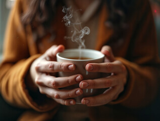 Warm Hands Holding Hot Tea