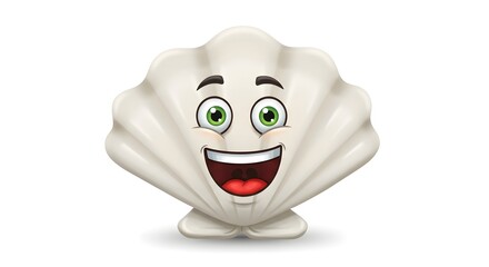 Obraz premium Cartoon smiling seashell vector illustration for marine life and ocean themed design projects idea