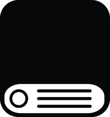 Clean vector illustration of a hard drive silhouette in black