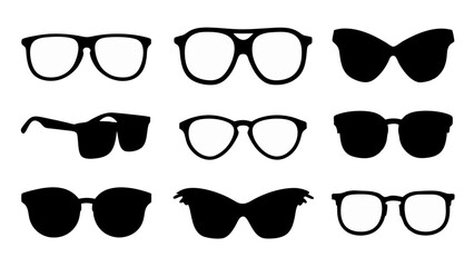 set of sunglass silhouette vector on tranparent background