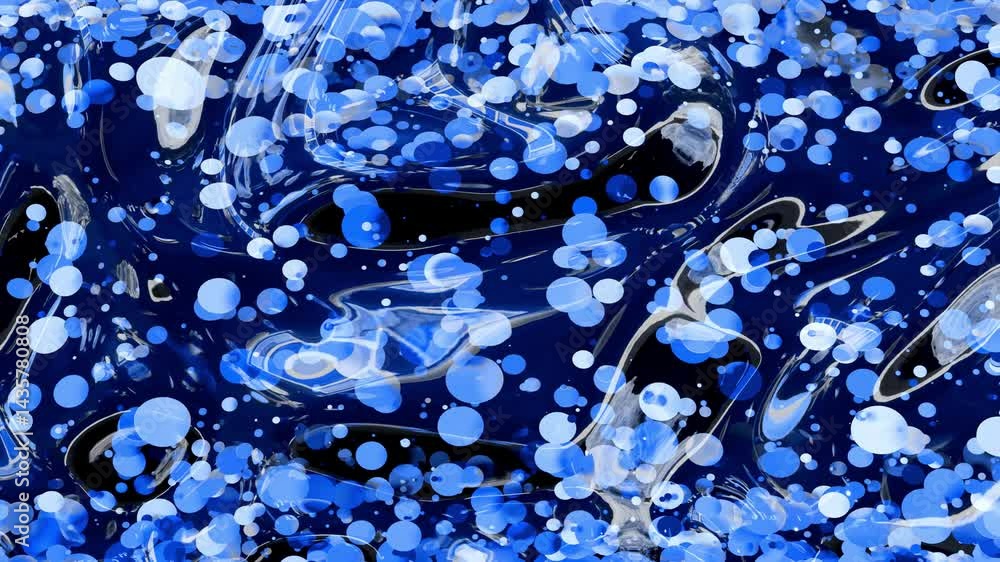 Poster 3d animated 4k loop: hypnotic blue liquid background. a captivating abstract animation with a shimme