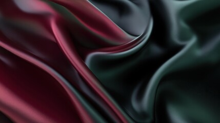 Fototapeta premium Smooth Gradient Silk Texture in Deep Burgundy and Green