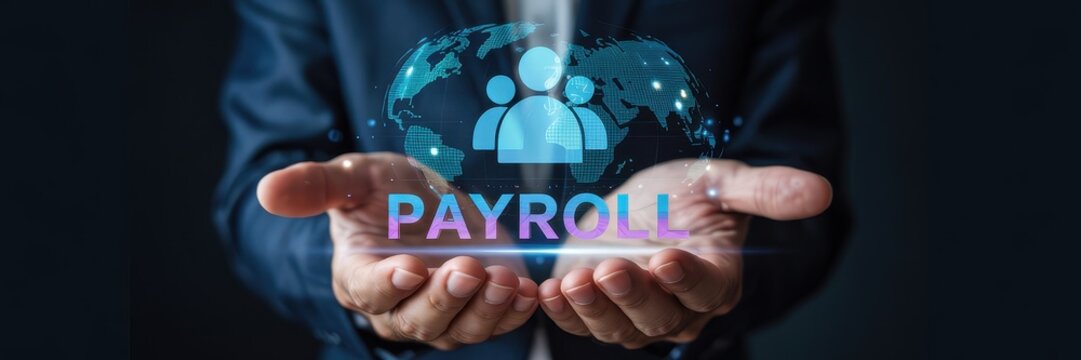 Global payroll management displayed in hands