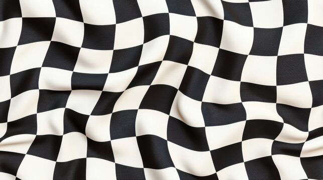 A checkered flag with black and white squares.