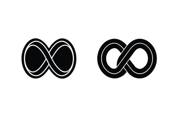 Two Stylized Infinity Symbols In Black And White Graphic Design Element