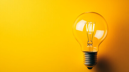  Light Bulb on Yellow Background, Symbolizing Bright Ideas Banner