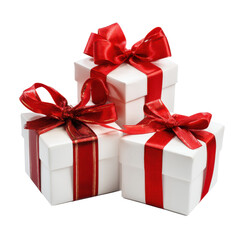 Obraz premium Festive gifts wrapped in red ribbons