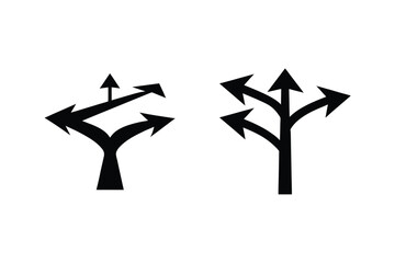 Fototapeta premium Two Stylized Arrow Directional Sign Symbolizing Different Paths Forward Choice Concept