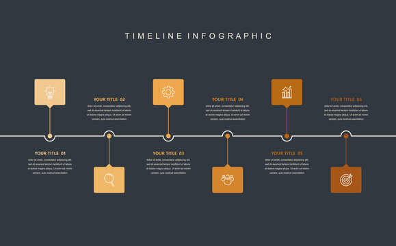 Business road map timeline infographic concept. with icons and 6 options. Corporate milestones graphic elements. marketing data. Modern vector history timeline design presentation
