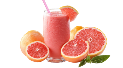 Refreshing Pink Smoothie with Straw, Summer Beverage Concept