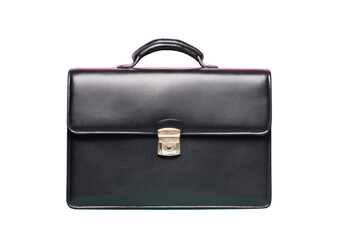 Professional black leather briefcase for work.