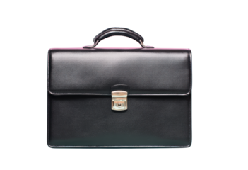 Professional black leather briefcase for work.