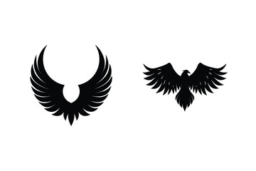 Black Eagle Silhouette Collection Elegant Wings Logo Design Vector Template