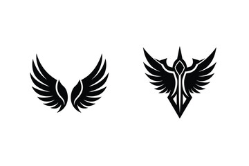Black Winged Symbol Vector Design Elements For Logo And Branding Design