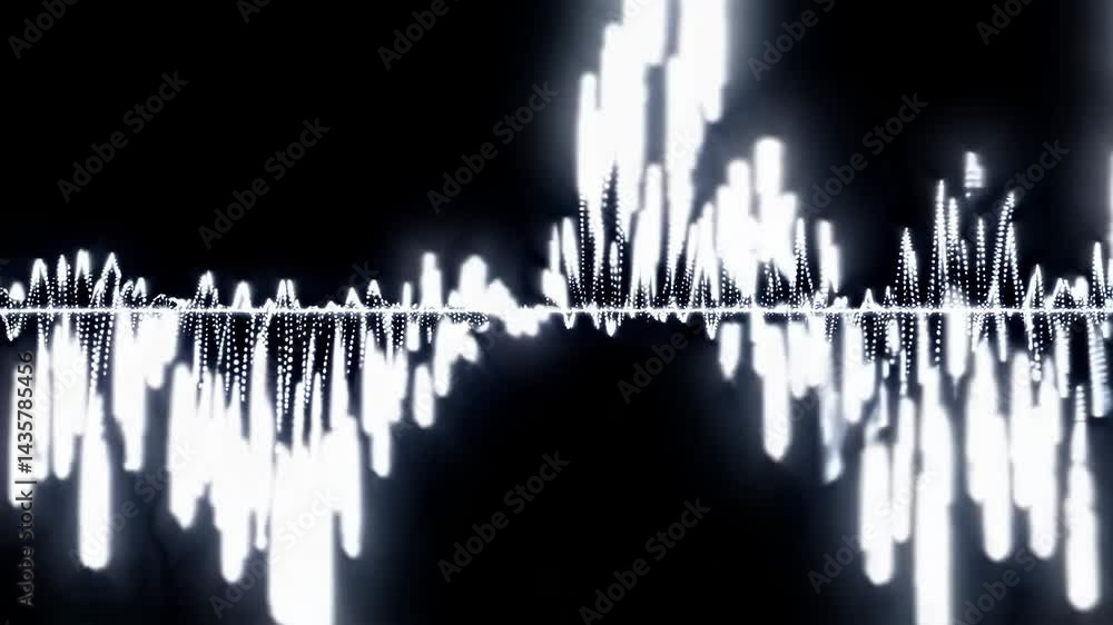 Poster digital sound wave visualization on black background for music and audio concepts