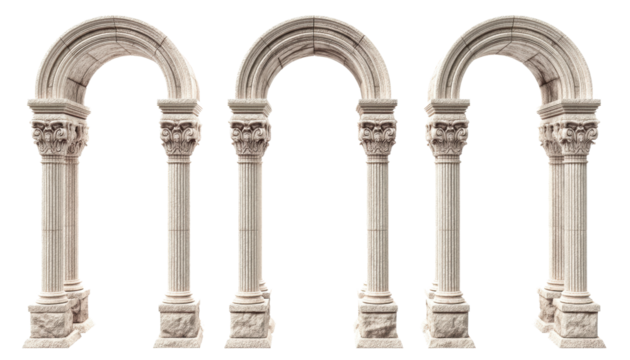 Elegant stone arches in classic architectural style.