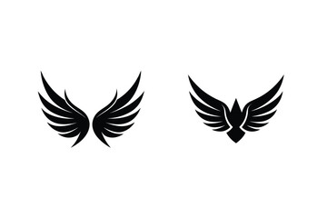 Elegant Black Wings Symbol Vector Graphic Design Element Collection