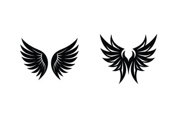 Two Different Wing Designs Vector Art In Black And White Illustration