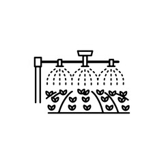 Green Irrigation System Spraying Water Across Crop Field