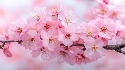 Obraz premium Cherry Blossom Branch with Pink Flowers in Bloom