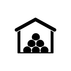 Neatly Stacked Hay Bales in Corner of Barn